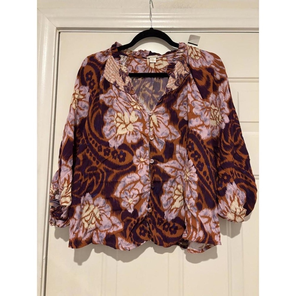Sundance Floral Blouse in Purple and Brown